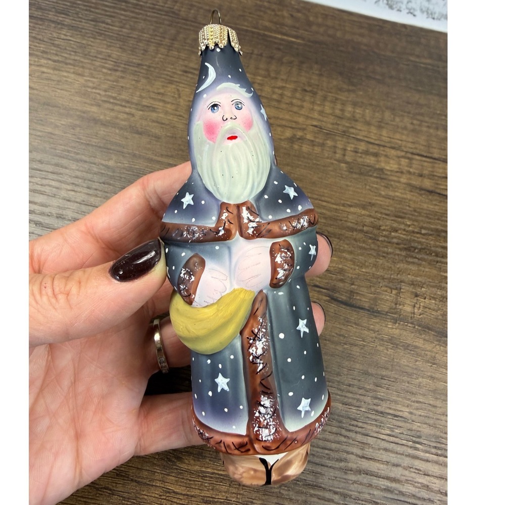 Vintage Vaillancourt Folk Art Hand Painted 1997 German Blown Glass Ornament